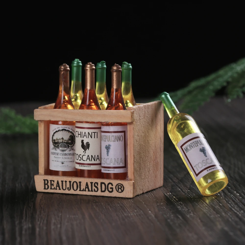 Casa de muñecas en miniatura para niños, Mini caja de vino de fruta, juguete de comida de caramelo, accesorios en miniatura, regalo coleccionable, 1:12, 1 Juego