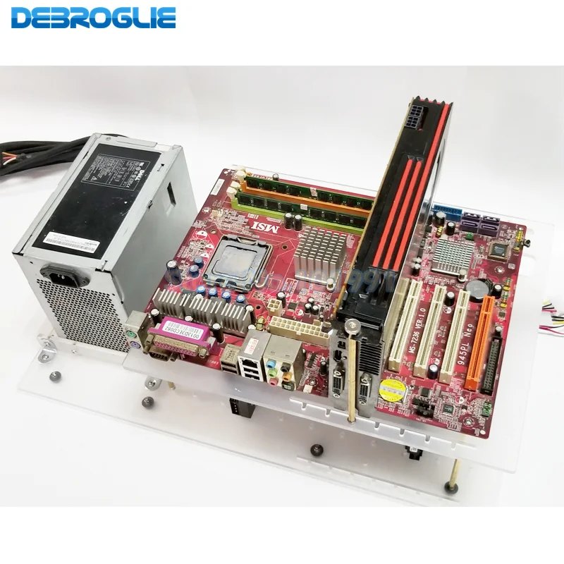 ITX MATX เมนบอร์ด ATX DIY เปิดแชสซีโปร่งใสวงเล็บคู่สนับสนุน 10 ไดรฟ์ ATX Power กราฟิกการ์ด Rack