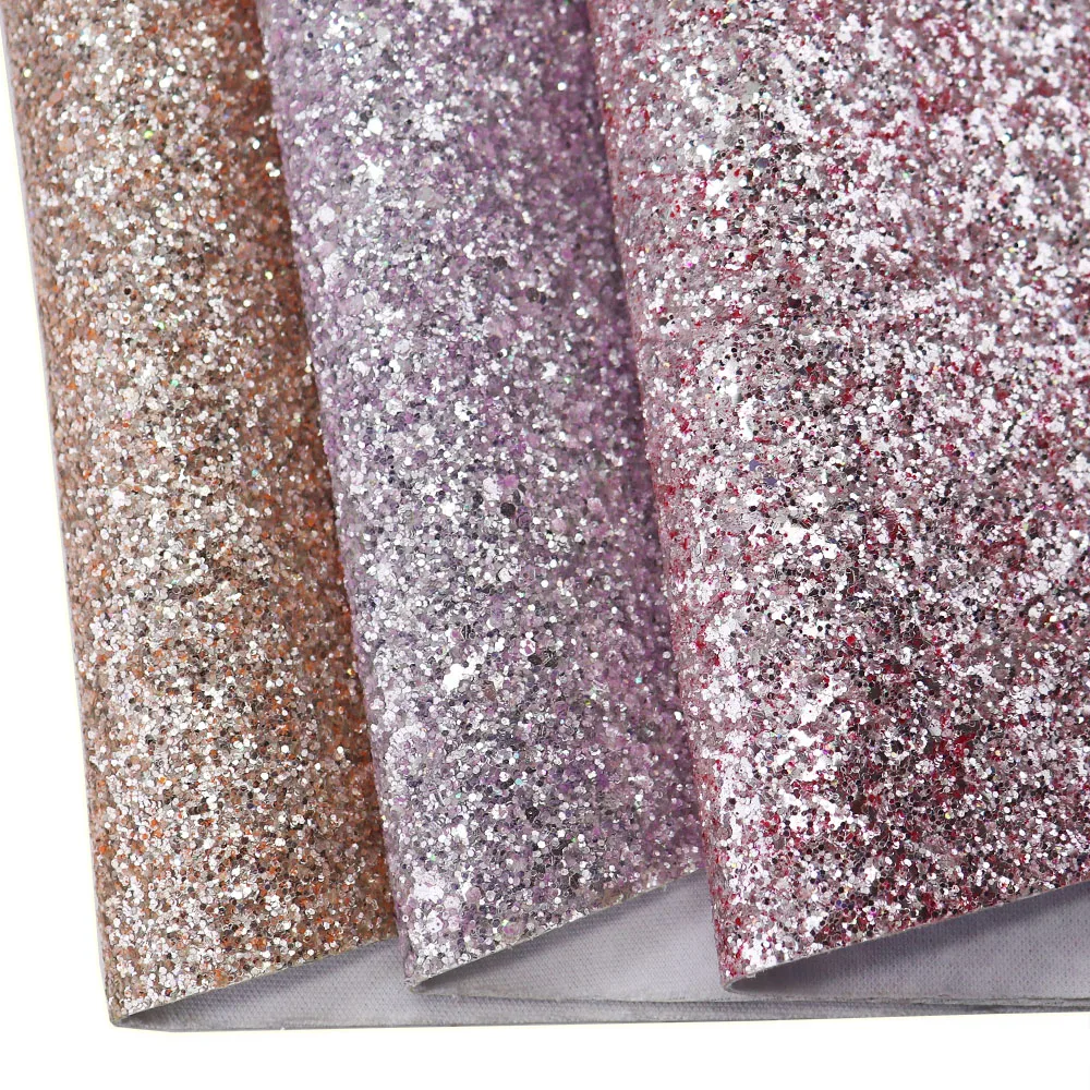 30X134cm Printed Chunky Glitter Fabric With Soft Backing For Bows Wedding Decoration AY157