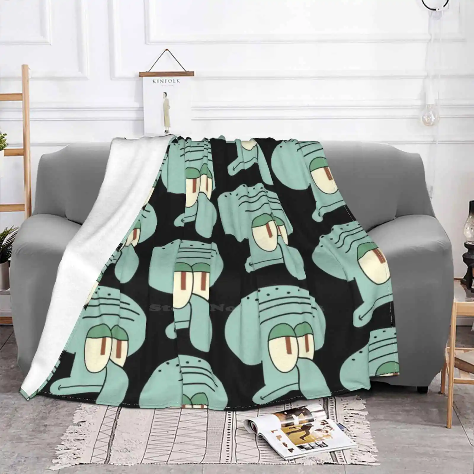 Squidward Low Price New Print Novelty Fashion Soft Blanket Squidward Squidward Facemask Cool Trendy Funny Funny Wave Smile