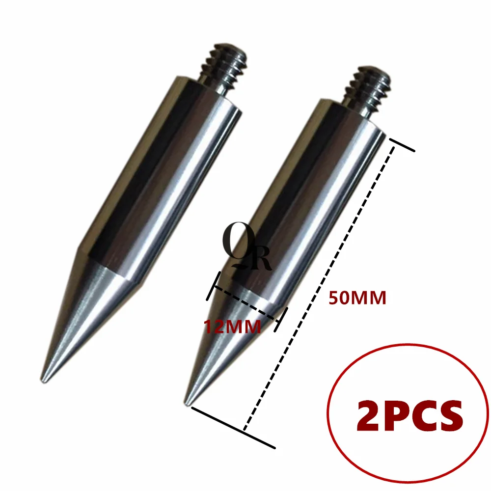 

2pcs High Quality Replacement 50mm Length Mini Pole Point Tip For Mini Prism 1/4" Thread Stainless Steel Free shipping