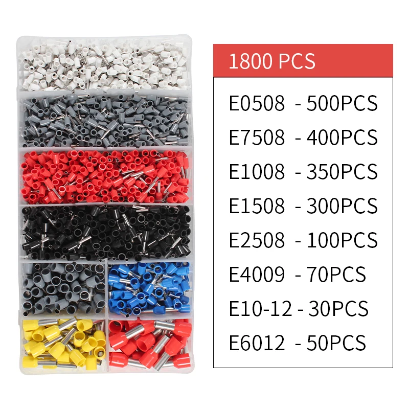 800/1200/1640/1800/1900PCS Wire Ferrules Terminals Kit Wire Assortment Insulated Set for Ferrules Connectors crimping pliers