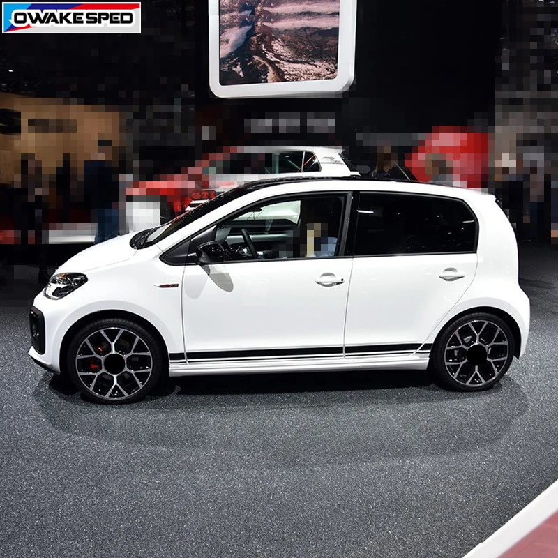 

Racing Styling Stripes Car Door Side Skirt Sticker For Volkswagen Cross Up GT Move High Street Up 3-5 Door Auto Body Decor Decal