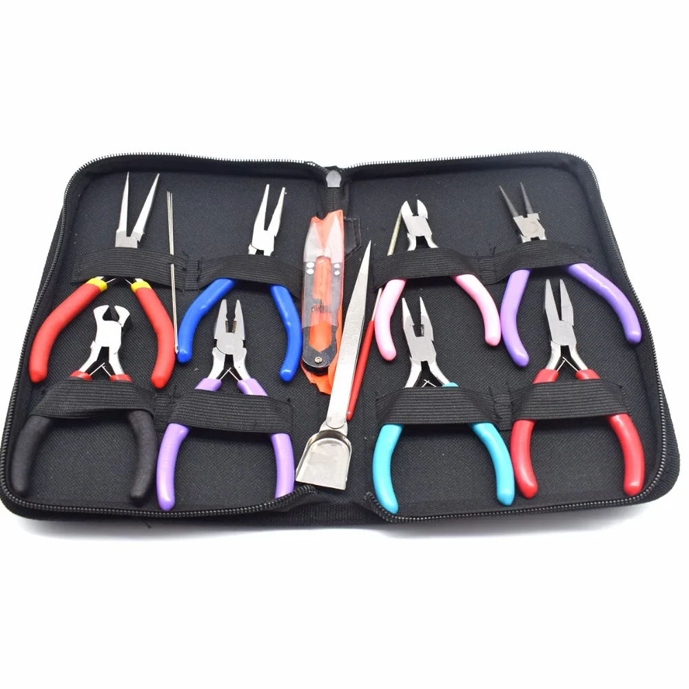 

14pcs/set Jewelry Tools Plies Scissor Tweezer Needle Beading Tool Kit for Jewelry Making DIY Tools Black Package