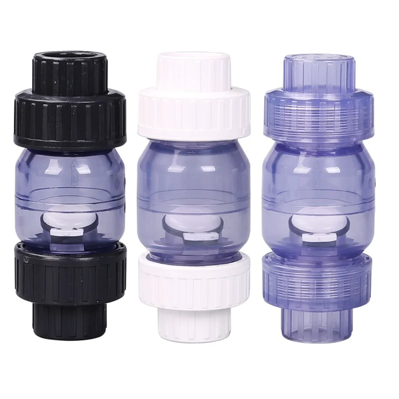 

I.D 25mm 32mm Transparent Check Valve PVC One Way Non Return Valve Garden Watering Water Pipe Connector Aquarium Tank Tube Joint