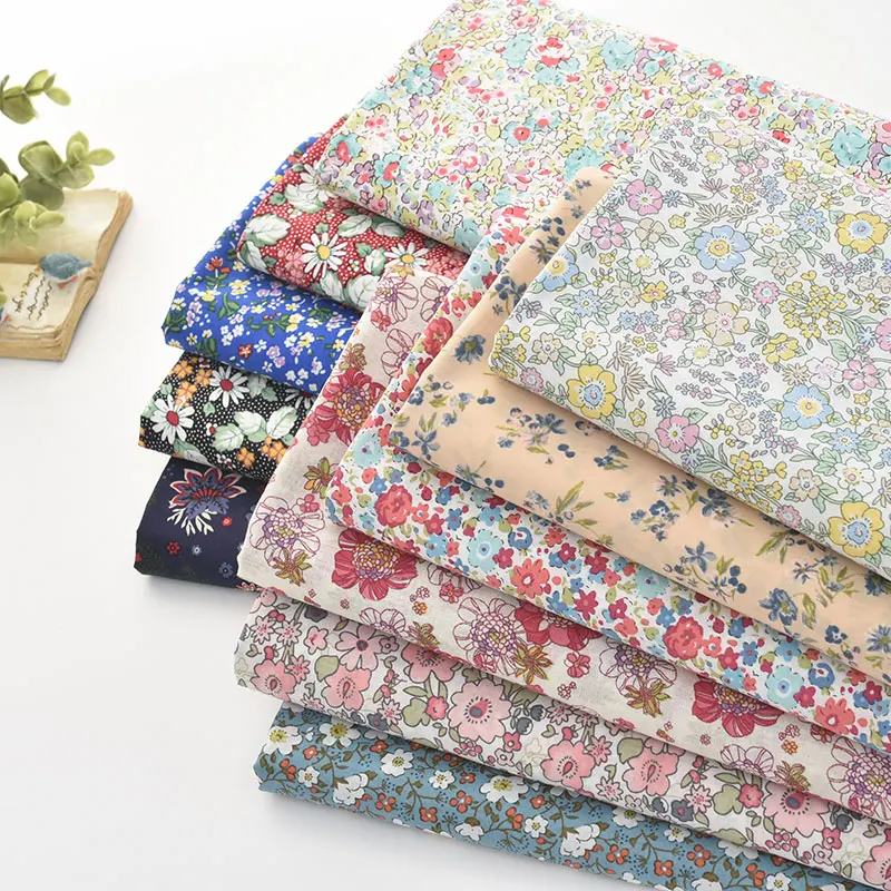 145x50cm Cotton Floral Branch Sewing Fabric, Making Clothes and Dresses Kids\' Shirts Pajamas Handmade DIY Cloth