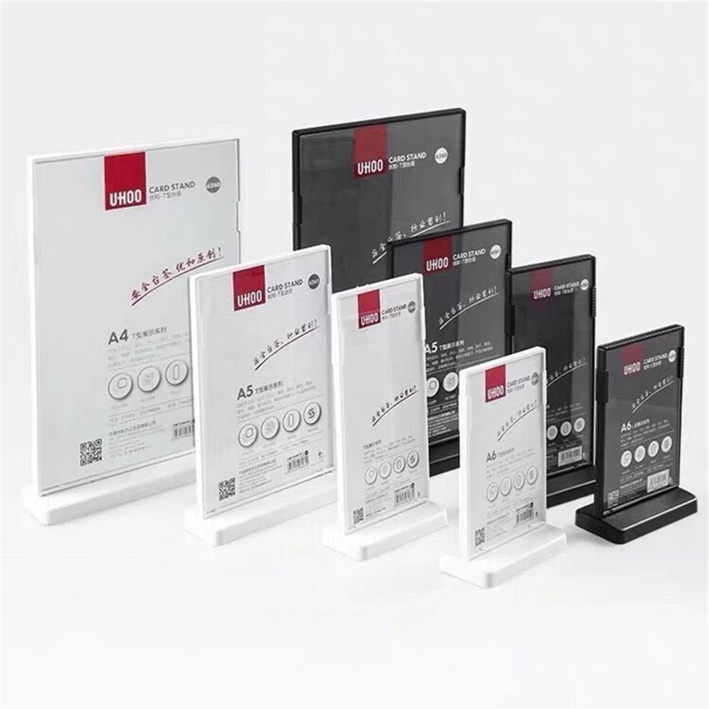 A4 Plastic T / L Shape Table Sign Holder Menu Sign Holder Stands For Tables Restaurants Sign Board For Stores