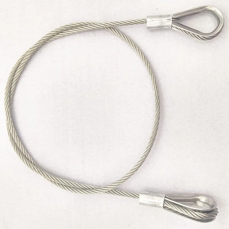 HQ CUSTOMIZED Stainless Steel Wire Rope Sling with Two Loops Fastened by Ferrule and Thimbles