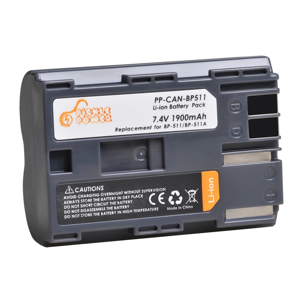 Camera Battery For Canon EOS 5D 10D 20D 30D 40D 50D Powershot G1 G2 G3 G5, BP-511, BP-511ALED USB Dual Charger with Type C Port