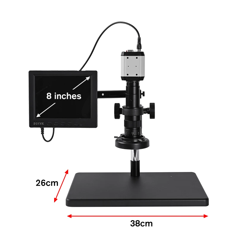 HD digital stereo Microscope 1080P USB HDMI VGA Industrial Camera+180X C-mount lens+All metal large Stand+56 LED Light +8” LCD