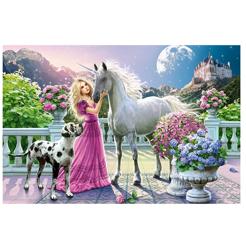 

diy diamond embroidery Pink Fairy And Unicorn Home Decoration Diamond Painting Square Mosaic Decoration Needlework Gift KBL