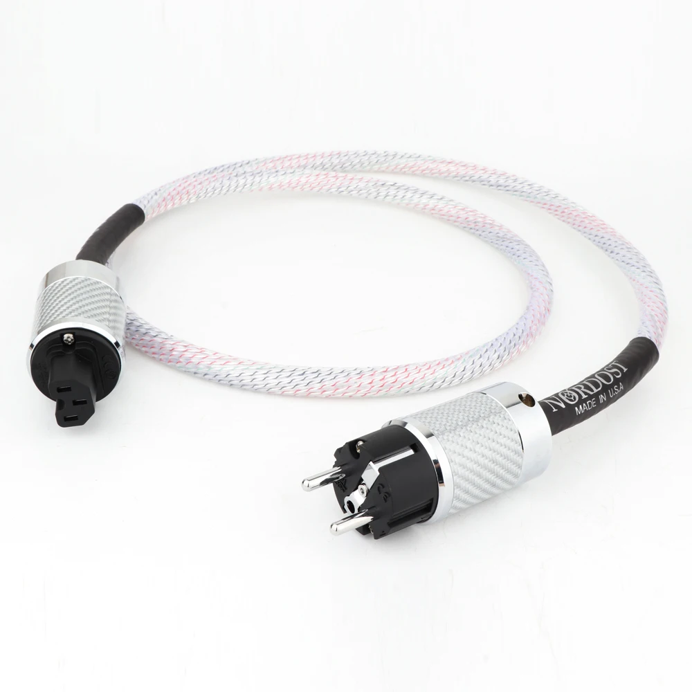 Hifi Valhalla Series II 9Cores Power Cord With White/Black Carbon Fiber EU/US version Power Plug