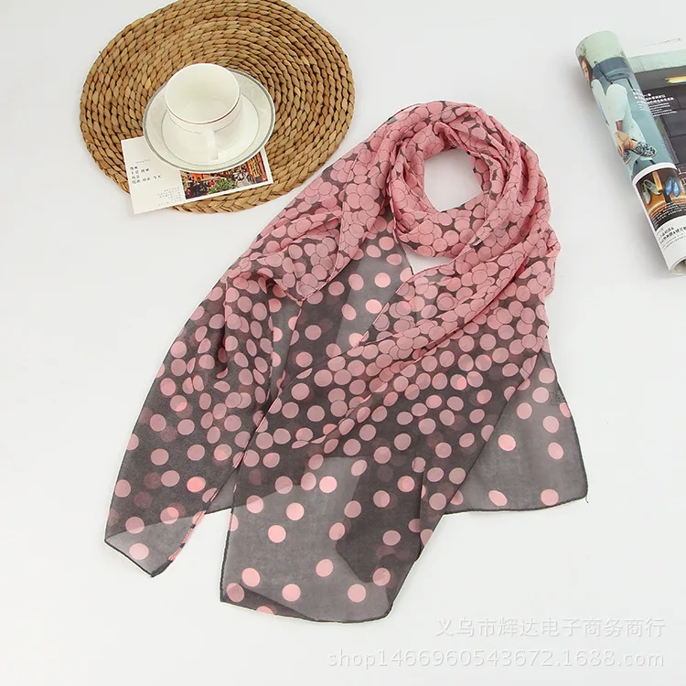 Summer Style Long woman Silk scarves 50*160cm Designer Polka Dots Print Female Summer Sheer scarves