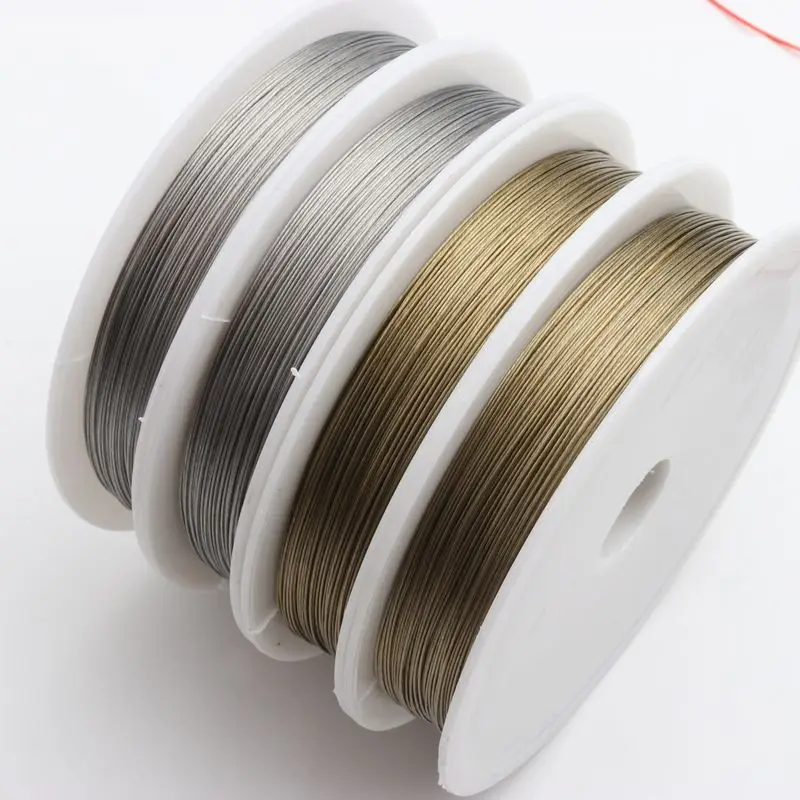 0.8mm Silver Gold Stainless Stell 1 roll  Steel String Thread Wire For Necklace Bracelet Wireband Chain Jewelry Making Hand Made