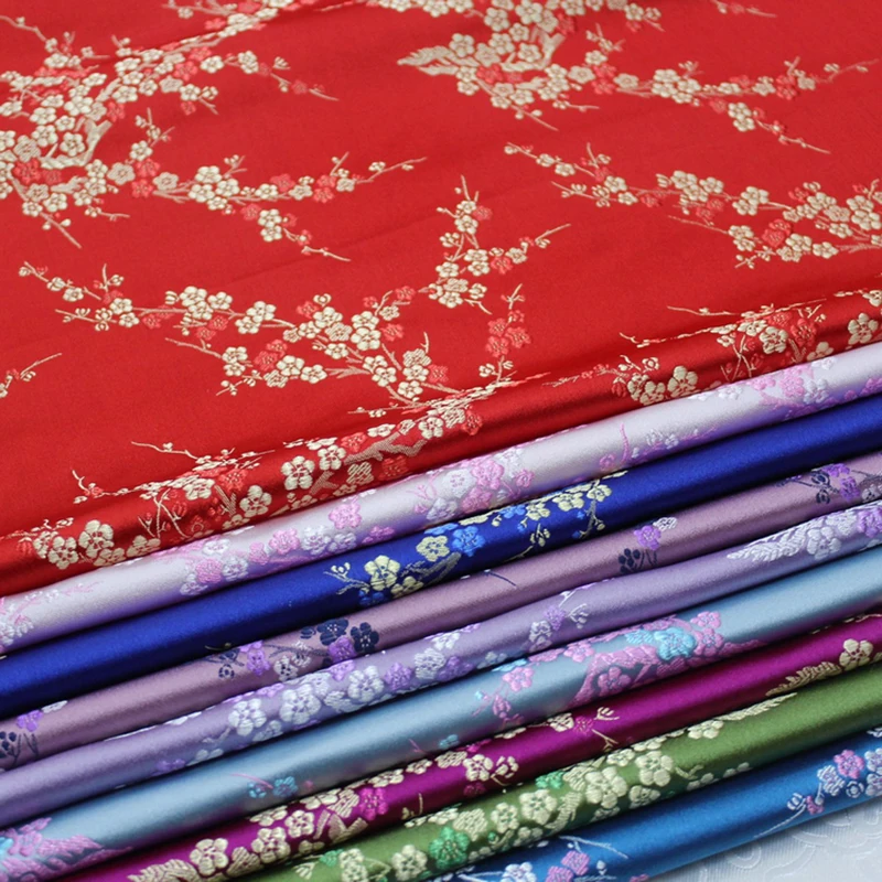 75x50cm Plum  style damask silk satin brocade jacquard fabric costume upholstery furniture curtain clothing material