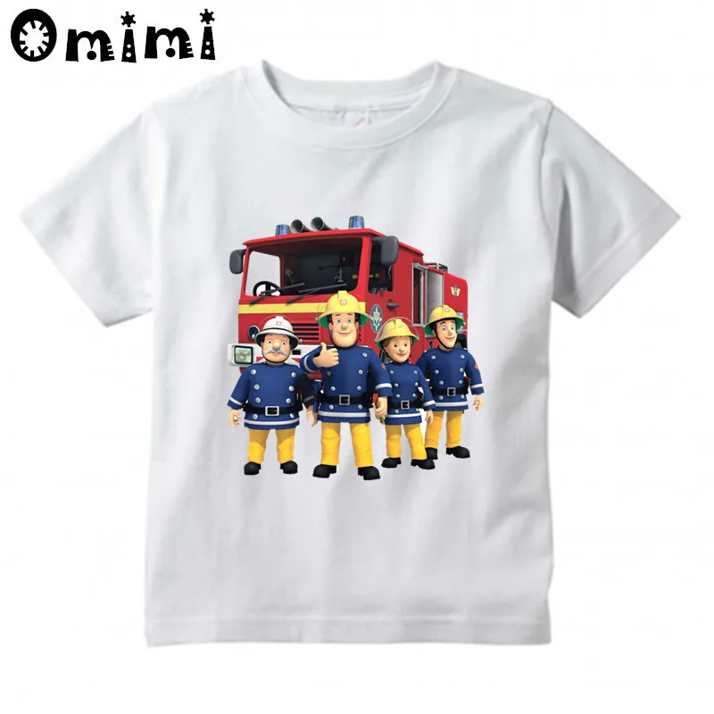 Sam Fireman Firefighter Design T Shirt Boys/Girls Great Kawaii Short Sleeve Tops Children\'s Kids Funny T-Shirt,ooo3062