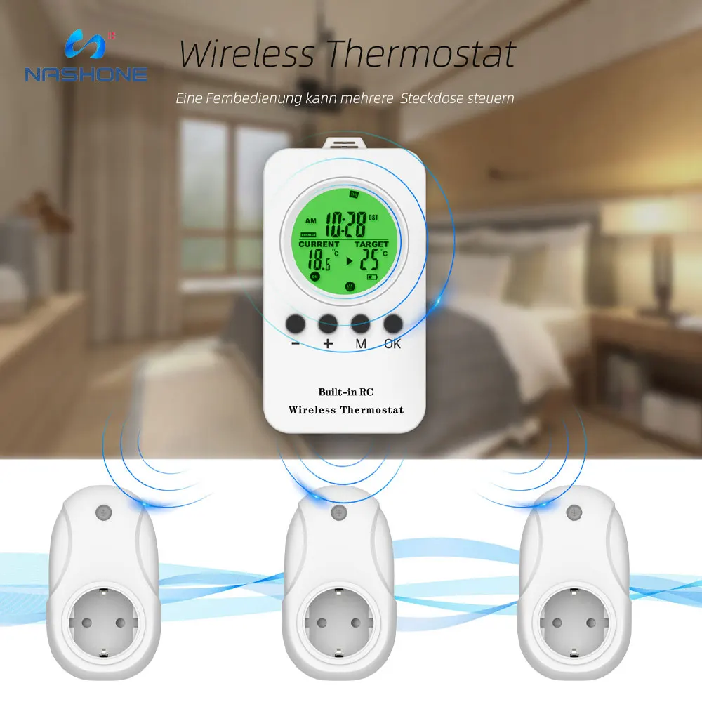 Nashone termostat 220v kontroler temperatury inteligentny kontroler ogrzewania na piętro w domu bezprzewodowy programowalny cyfrowy termostat LCD