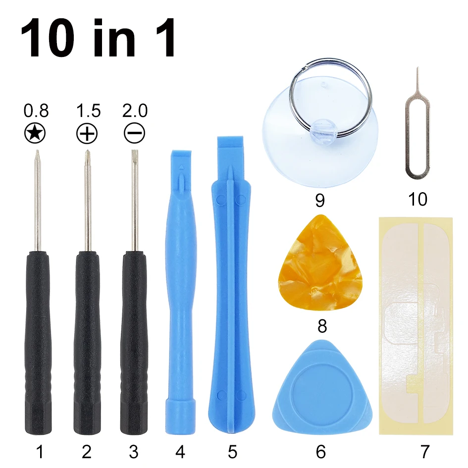 10 in 1 Repair Pry Opening Tools Kit With Pentalobe Eject Pin Key For APPLE iPhone 5G/5S 4G 4S 3GS 6G 6Plus 1000sets