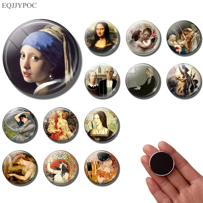 Sztuka arcydzieła Johannes Vermeer: Dziewczyna z perłowymi kolczykami Magnes na lodówkę Mona Lisa Leonardo Da Vinci Art Lodówka magnetyczna