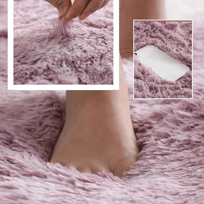 Plush Living Room Center Carpet Pink Soft Fluffy Lounge Floor Rugs For Girl modern Bedroom Bedside Carpets Entrance Door Mats