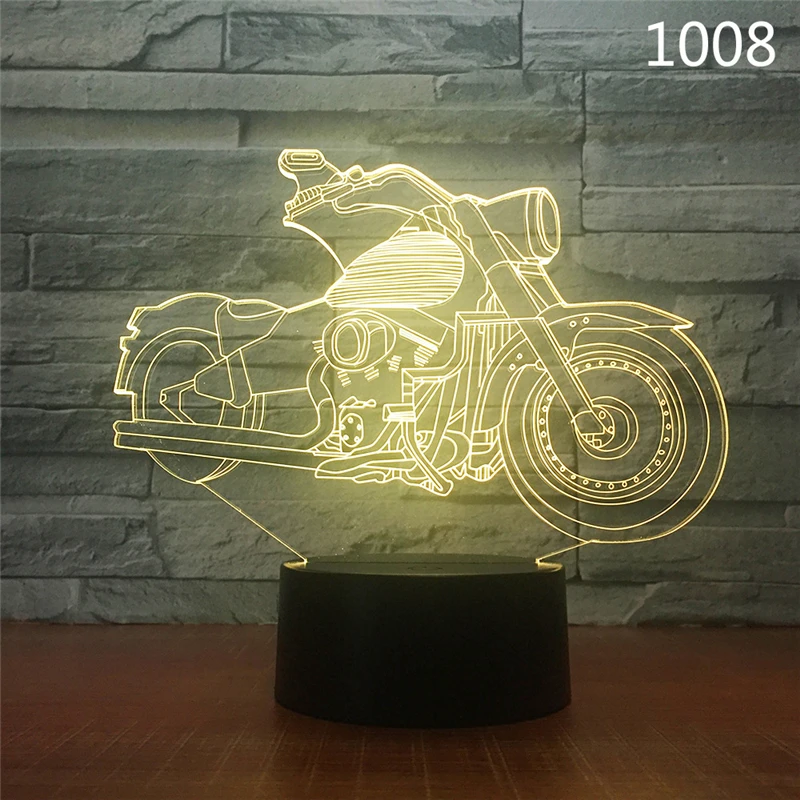 3D Night Light Motorcycle Model Cool LED NightLight Desk Table Lamp Home Decor RGB Children Birthday New Year Christmas Boy Gift