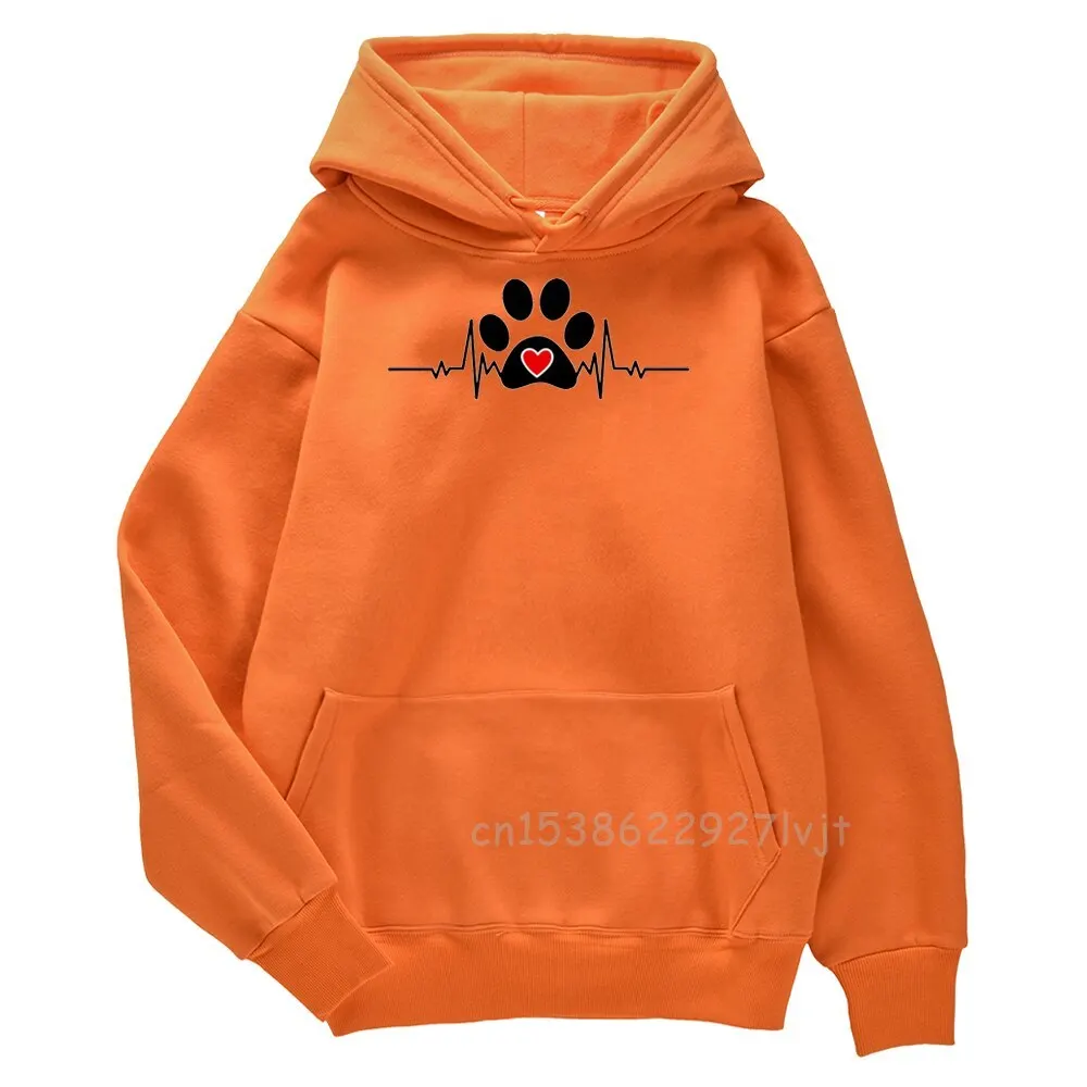 Dogs Paw With Hearts Prints Hooded Casual Man Hoody Skin Friendly Sport Hoodies Fashion Comfortable Cool Streetwear Male