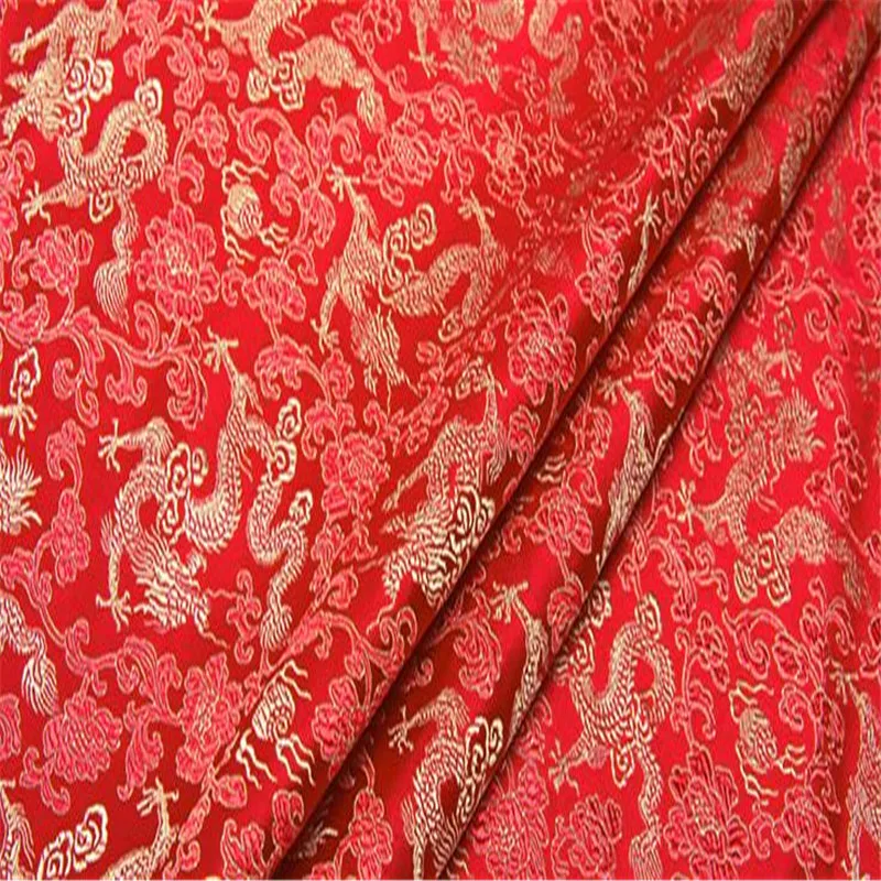 Estilo tradicional chinês pequenos dragões clássico padrão grande qualidade Jacquard Brocade poliéster tecido para Cheongsam chinês