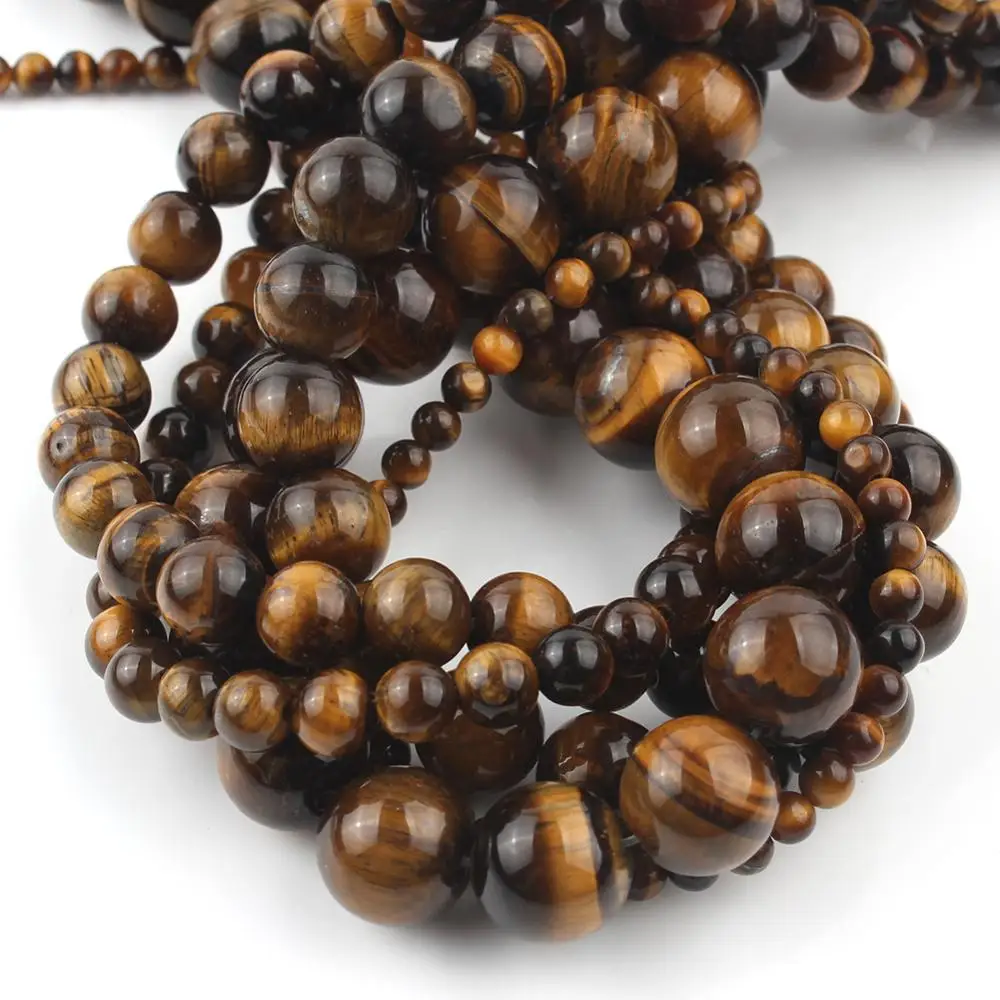 Natural Yellow Tiger Eye Stone Beads Round Loose Spacer Beads For Jewelry Making DIY Bracelets Earings 15