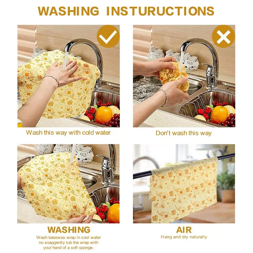 Beeswax Food Wrap 13*39 Inches Reusable Eco-friendly Food Cover Sustainable Seal Tree Resin Plant Oils Storage Snack Wraps