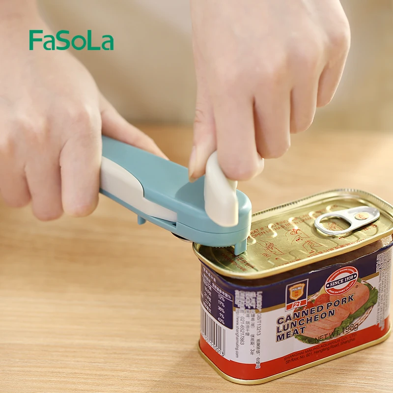 FaSoLa Professional Handheld Manual Stainless Steel Can Opener Side Cut Jar Opener Kitchen Tools Multi Function Accessories