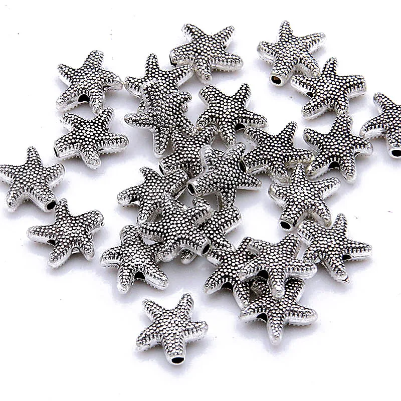 30Pcs 6Style Spacer Marine Life Mermaid Turtle Dolphin Small Hole Bead Charms For DIY Necklace Bracelets Jewelry Making