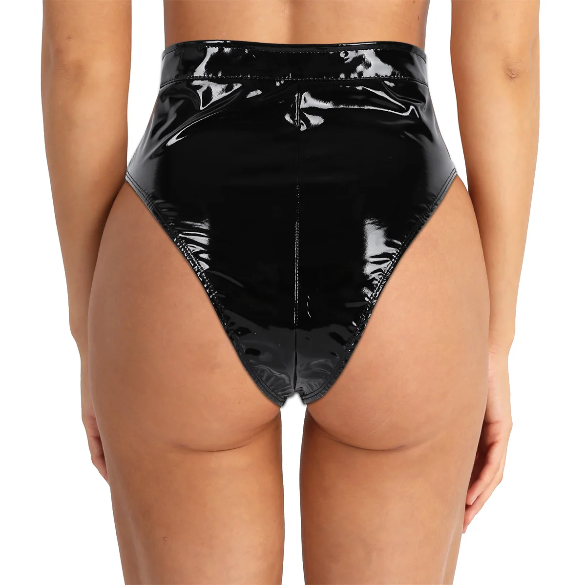 Black Women Panties Lingerie Wet Look High Cut Front Zippered with Belt  Briefs Underwear Female Nightclub Rave Party Sexy Shorts - AliExpress  200000532