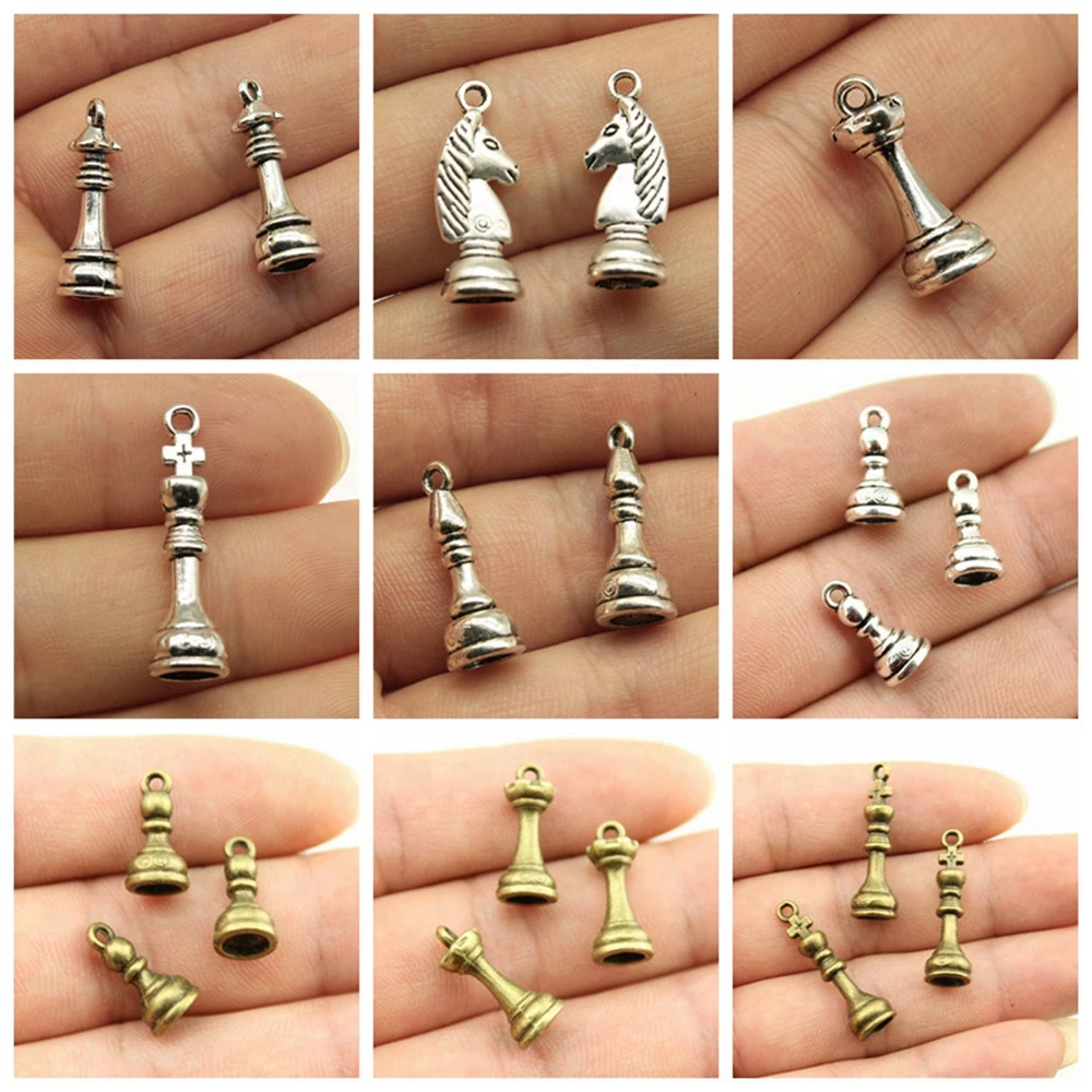 Hot 9pcs Chess Game Charms Pendants Diy Jewelry For Necklace Bracelet Making Accessaries