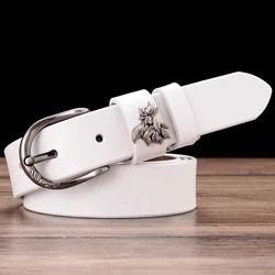 YKLYMYXJUNIA Women Leather Belt NEW Female Waistband Cowhide With Alloy Buckle Width:2.8cm 95-110cm