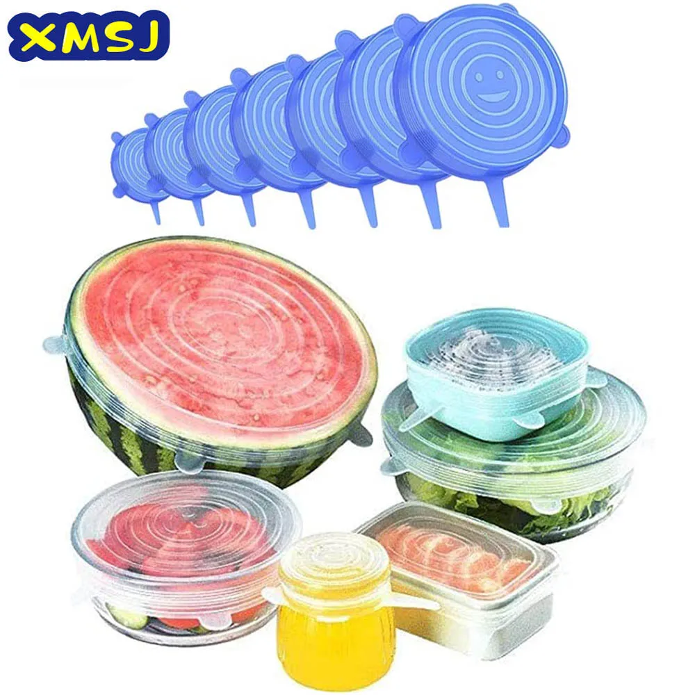 Universelle wiederverwendbare Silikon-Stretch-Deckel, Lebensmittelverpackung, Silikonhülle für Kochgeschirr, Schüssel, Pfanne, Kochen, Küchenzubehör