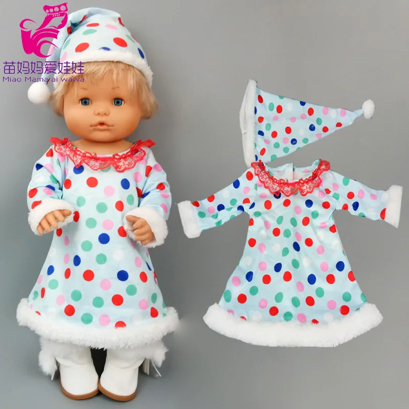 16 inch Nenuco baby doll dress color dots  gown 38cm Ropa y su Hermanita doll winter dress toys clothes