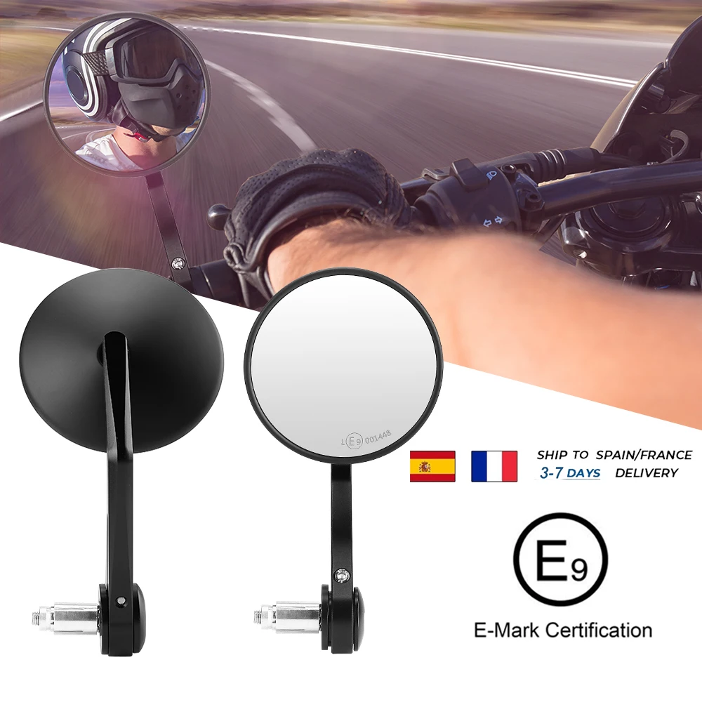 E-MARK Motorcycle Mirror Handlebar Bar End Mirror For HONDA CBR600RR CB1000R CB500X NC700X NC750X For KAWASAKI Z650 Z750 Z800