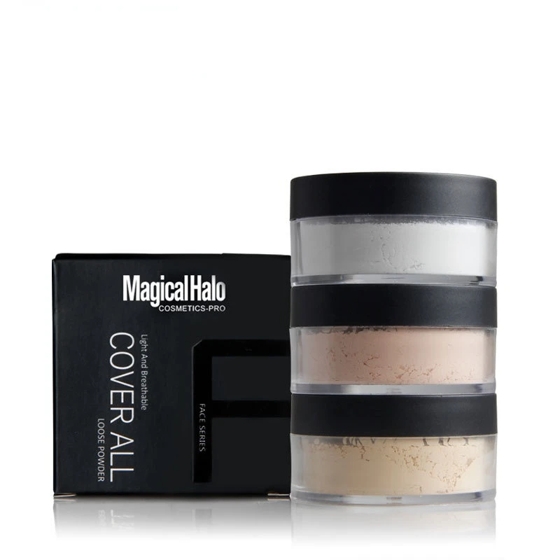 3 Colors Makeup Loose Powder Transparent Finishing Powder Waterproof Cosmetic Puff For Face Finish Setting With Puff