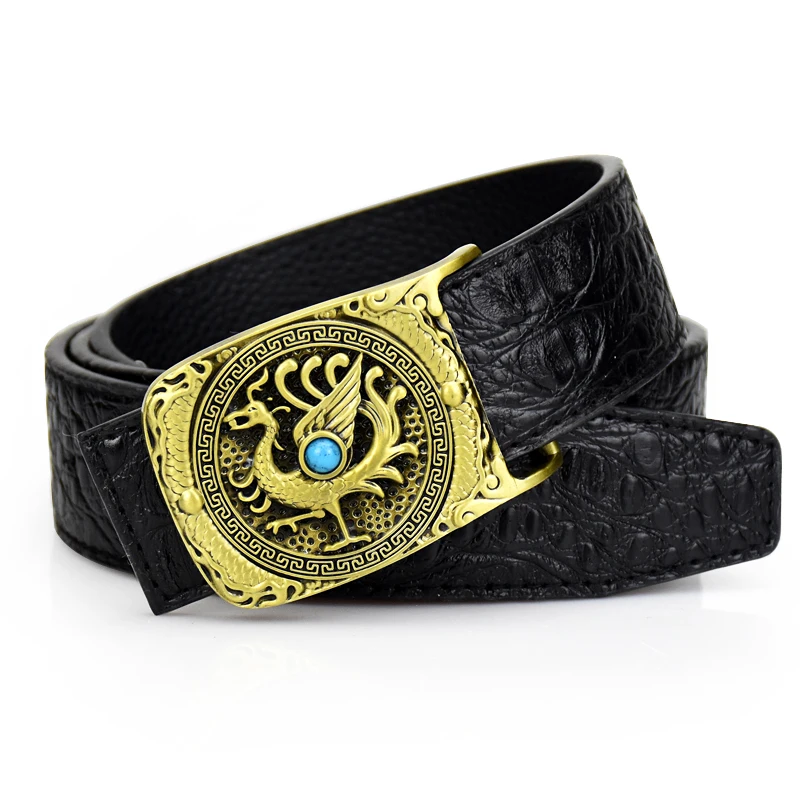 men belt Luxury designer Crocodile pattern belts high quality fashion ceinture Jeans black waistband men punk belt