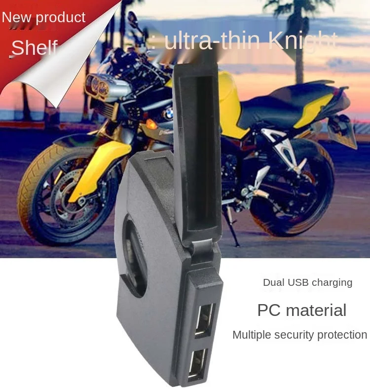 Motorcycle Tricycle Modified Knight Thin Double Usb3.1a 12-24V Car Charger with Fixed Handlebar