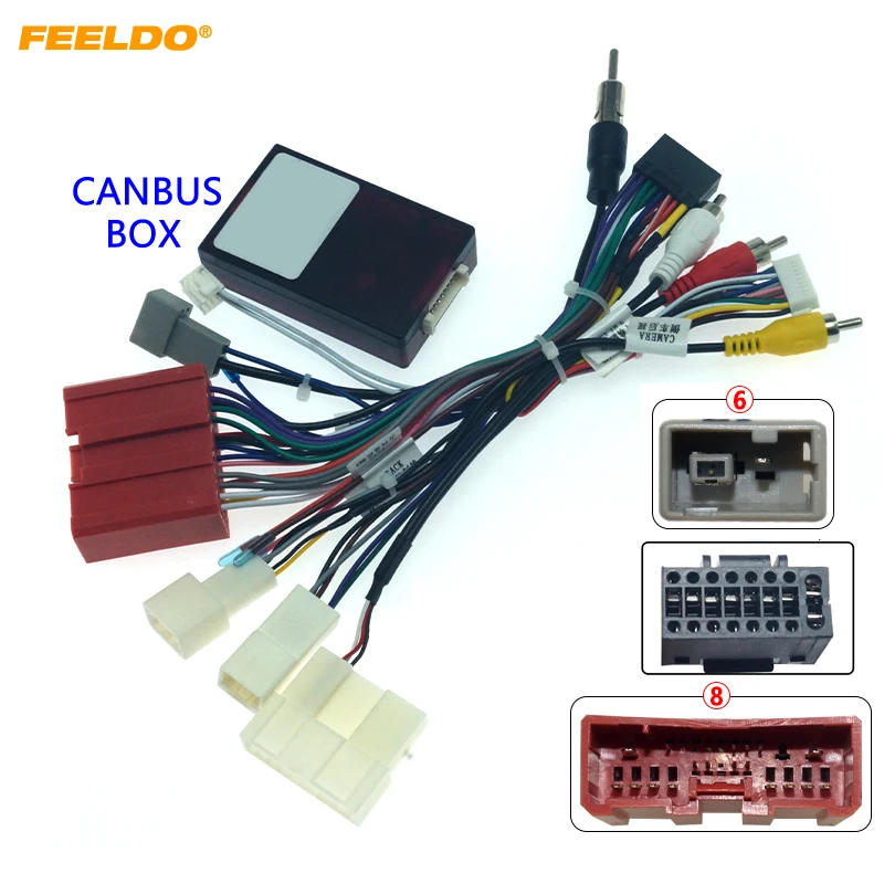 

FEELDO Car 16pin Audio Wiring Harness With Canbus Box For Mazda 6 CX-5 Stereo Installation Wire Adapter #HQ6529