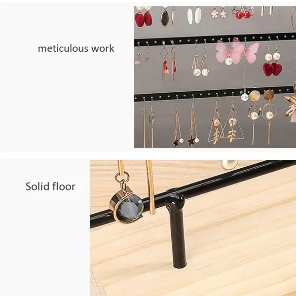 66-Hole 3-Layer Earring Storage Box with Bracket, Earring Holder, Gift Box, Wooden Jewelry Rack/Earring Tray