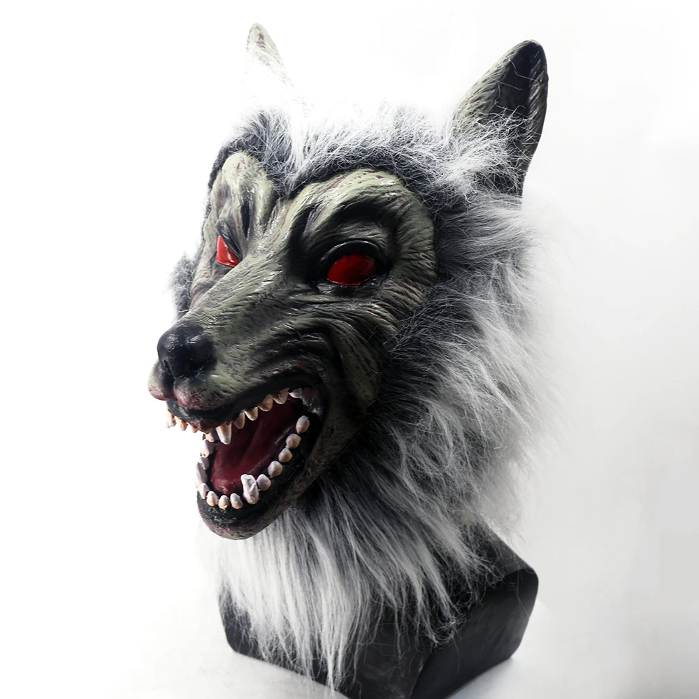 Horror Werewolf Mask Cosplay Creepy Animal Wolf Head Latex Masks Halloween Carnival Masquerade Party Costume Props