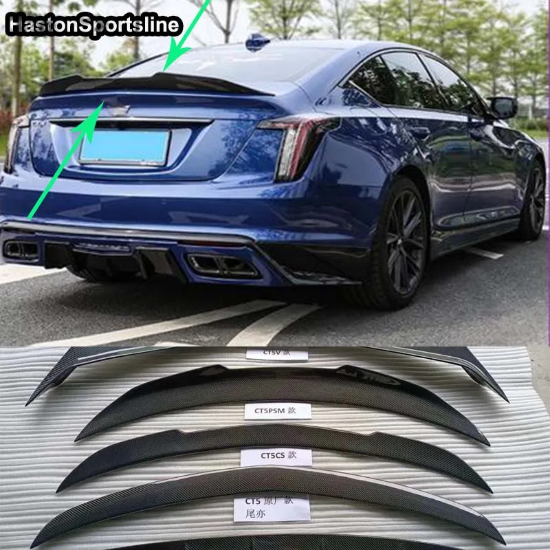 

For Cadillac Ct5 Sedan PSM Style Real Carbon Fiber Rear Trunk Spoiler Wing 2020UP Car Accessories