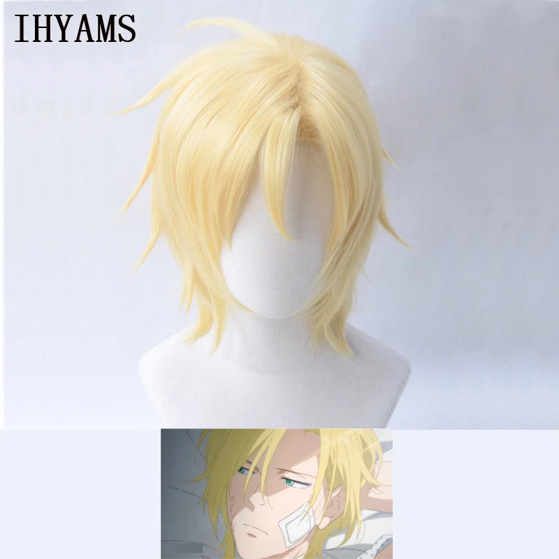 

Anime Banana Fish Ash Lynx Wigs Aslan Jade Callenreese Golden Cosplay Wig Heat Resistant Cosplay Wig+ Wig Cap