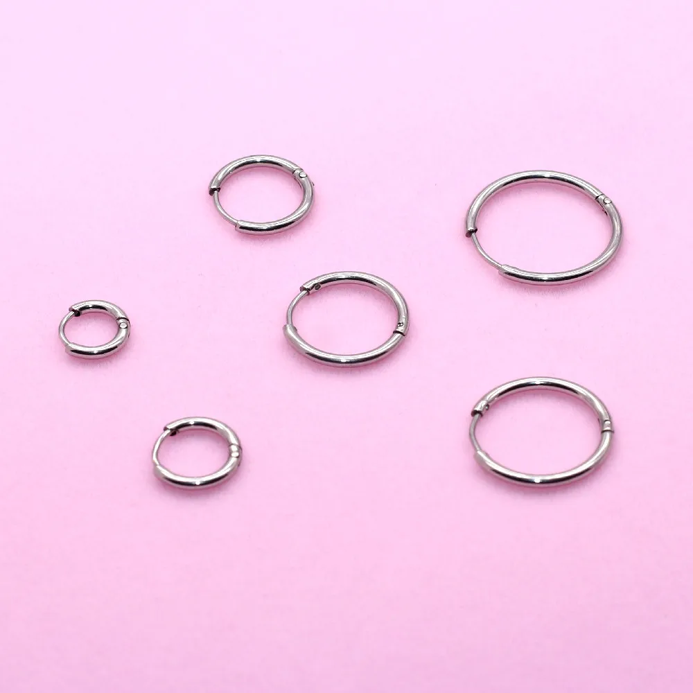 316 Edelstahl Creolen Mini 1,6mm Runde Form Erhältlich in 6MM 14MM 16mm Größen Klassischer Schlichter Stil Schmuckzubehör – Detail 3