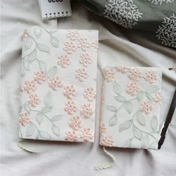 Floral Embroidery Notebook Handmade Cloth Bookcase Girl Notepad a5a6 Sketchbooks for Drawing Personal Diary Office Accessories