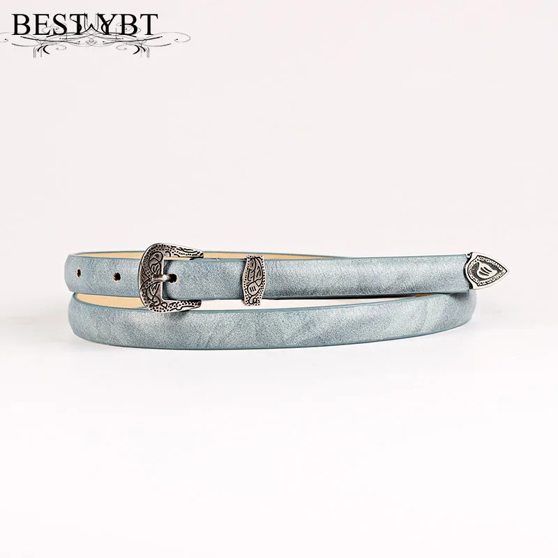 Best YBT Women Belt Imitation Leather Alloy Pin Buckle With Pointed Belt Vintage High Quality Thin Individual Fashion Women Belt