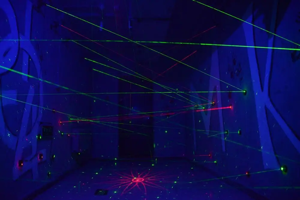 Real life room escape laser array props Laser maze for Takagism game room and door game escape from the green laser room