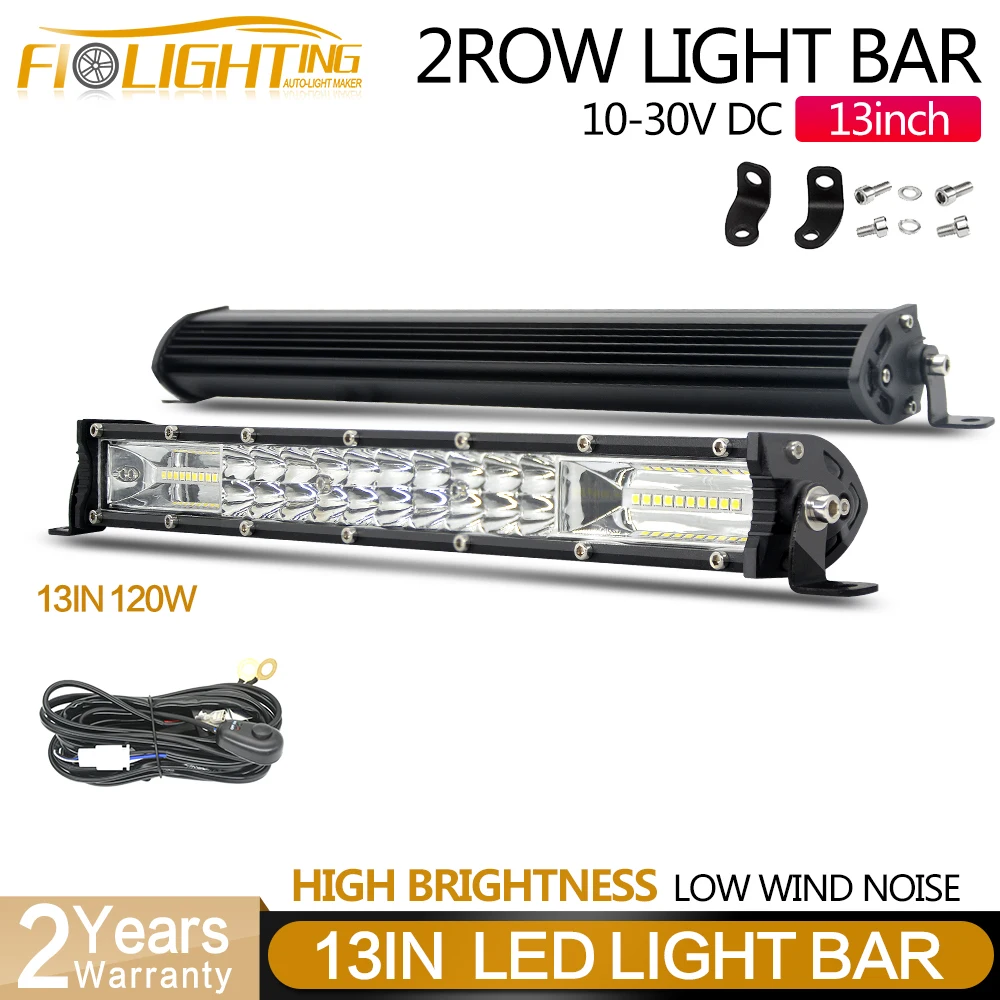 

FI-Lighting Super Bright Led Headlight 13Inch Off Road LED Bar 2Row 120W Combo LED Light Bar Work Light for Truck 4X4 UAZ 4WD